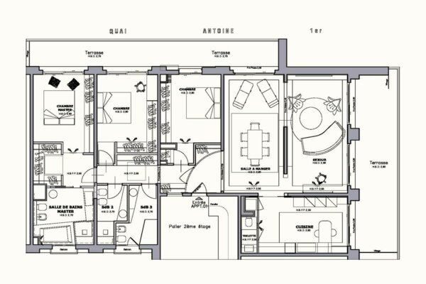 MONACO PORT HERCULE RUSCINO 4 PIECES AVEC UNE VUE SUR LE PORT